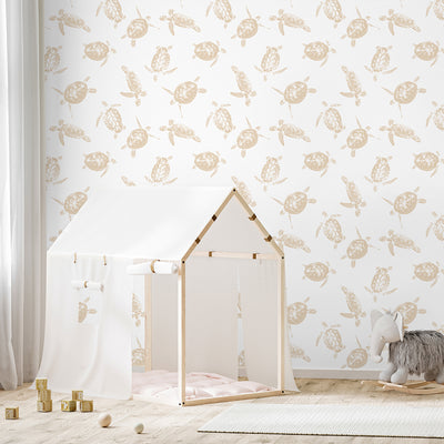 Beige Sea Turtle Wallpaper A120