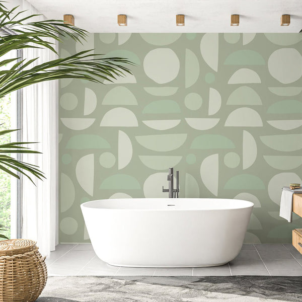 Light Green Stones Wallpaper W025 - CostaCover - Peel and stick Removable Wallpaper - Abstract - abstract wall art - abstract wallpaper