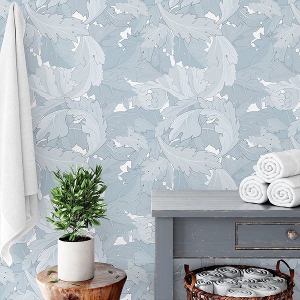 Blue Acanthus by Morris Wallpaper W120 - CostaCover - Peel and stick Removable Wallpaper - abstract floral - abstract wall art - abstract wallpaper