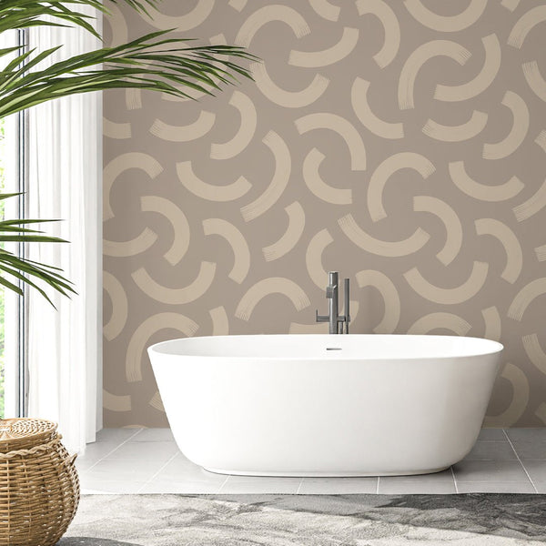 Boho Beige Brown Strokes Wallpaper W041 - CostaCover - Peel and stick Removable Wallpaper - Abstract - abstract lines - abstract wall art