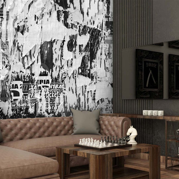 Black & White Torn Newspaper Wall Mural CCM196 - CostaCover - Peel and stick Removable Wallpaper - Abstract - abstract lines - abstract mural