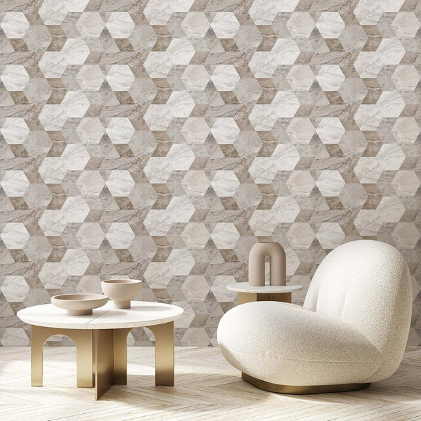 Marble Honeycomb Mosaic Wallpaper A021 - CostaCover - Peel and stick Removable Wallpaper - abstract marble - abstract wallpaper - accent wallpaper