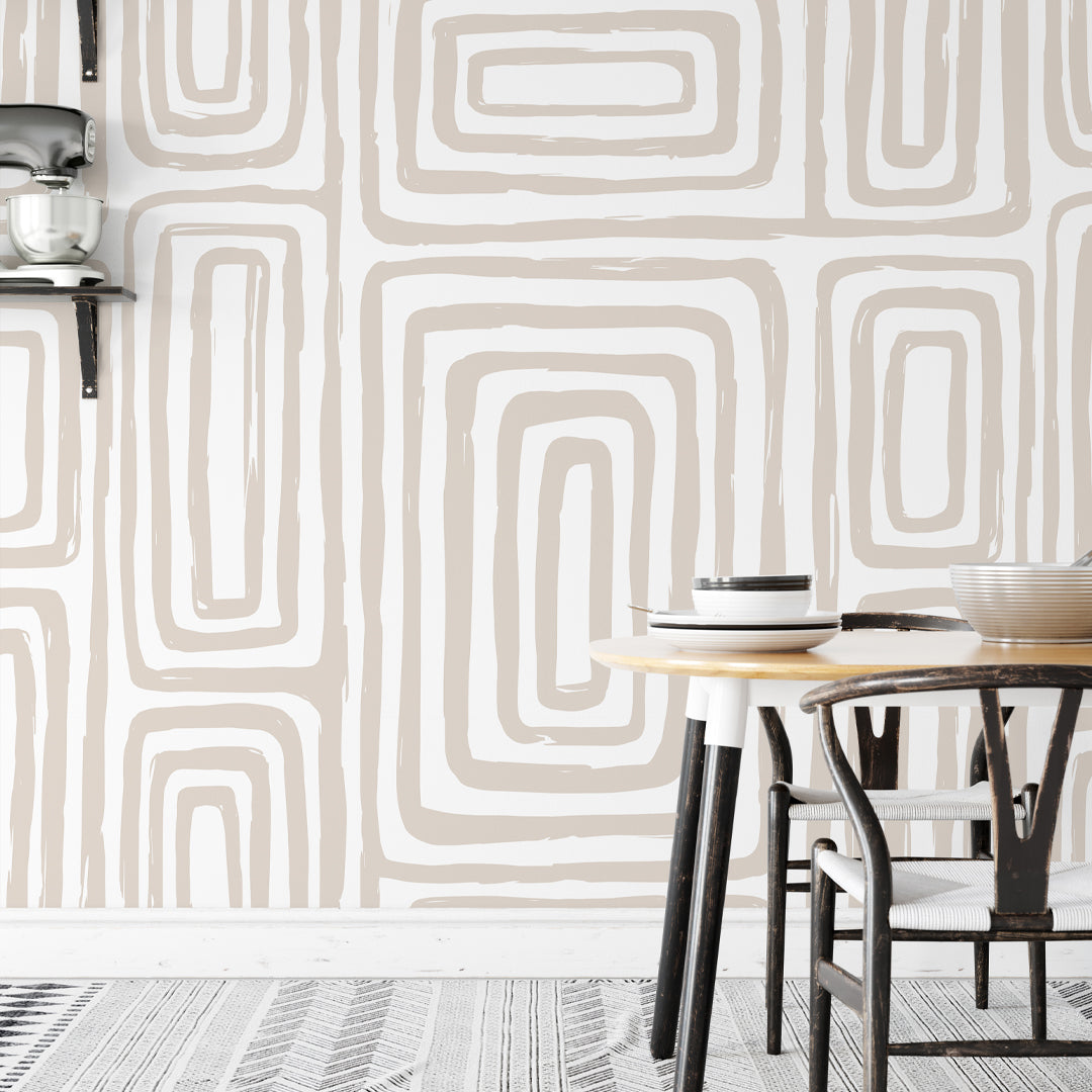 Neutral Hazelnut Maze Self Adhesive Wallpaper W035