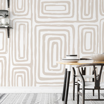 Neutral Hazelnut Maze Wallpaper W035
