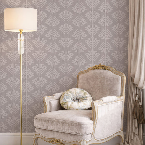 Mauve Gray Palm Leaf Wallpaper L017
