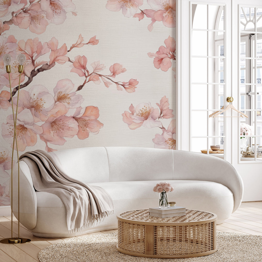 Cherry Blossoms Grasscloth Wall Mural CG008 – CostaCover