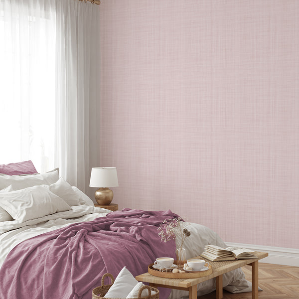 Light Pink Linen Texture Wallpaper L044