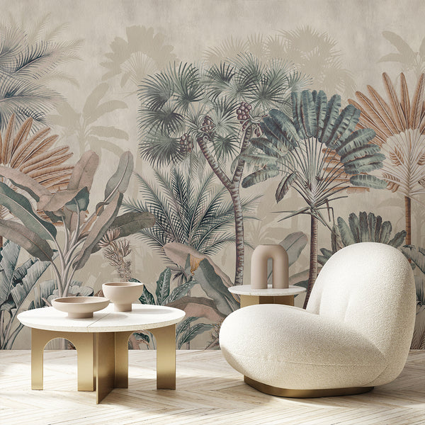 Beige Tropical Palm Tree Wall Mural AM182
