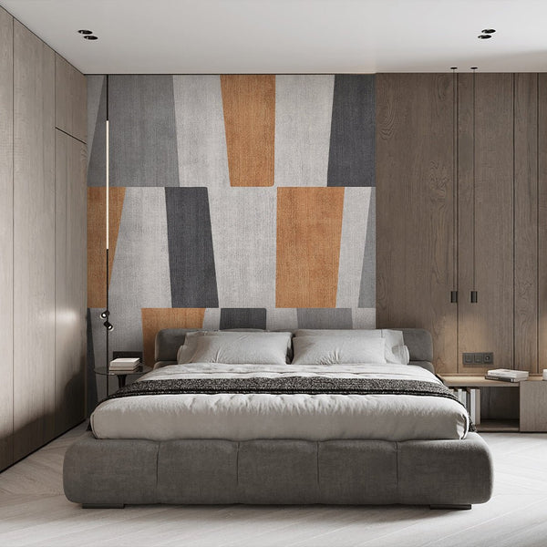 Gray Ochre Geometric Shapes Wall Mural AM125 - CostaCover - Peel and stick Removable Wallpaper - Abstract - abstract mural - abstract paint