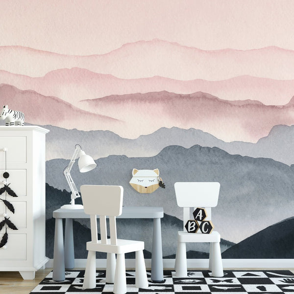 Watercolor Mountains Wall Mural WM037 - CostaCover - Peel and stick Removable Wallpaper - Abstract - abstract lines - abstract wall art