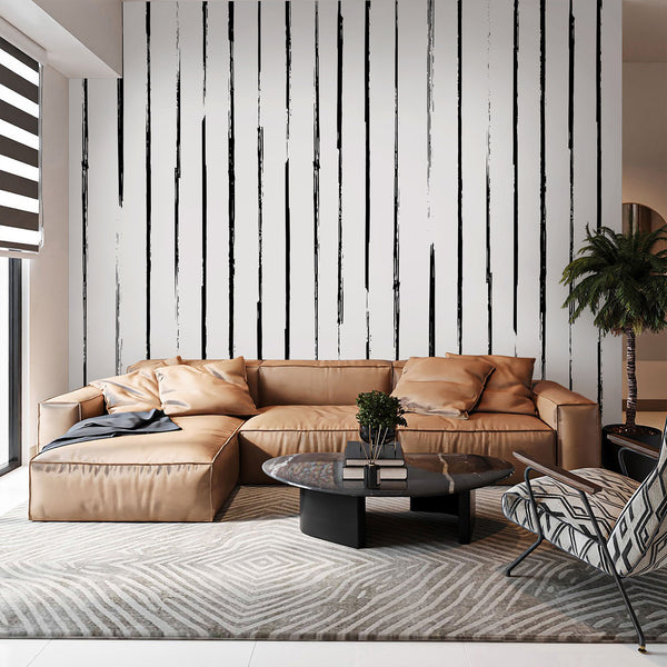 Black White Vertical Stripe Wall Mural AM194