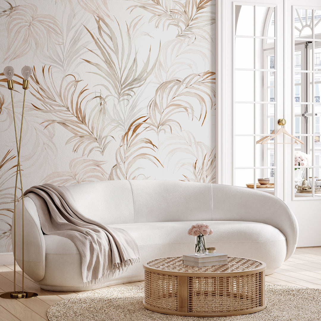 Pastel Tropical Palm Leaves Self Adhesive Wallpaper W004