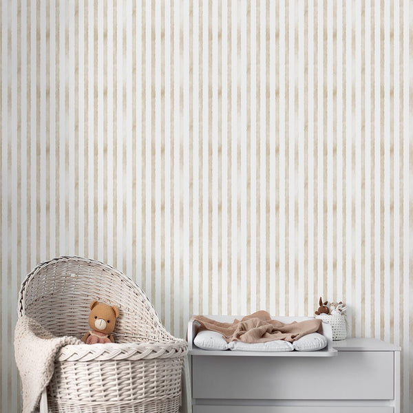 Beige Stripes Wallpaper S115 - CostaCover - Peel and stick Removable Wallpaper - Abstract - abstract wall art - abstract wallpaper