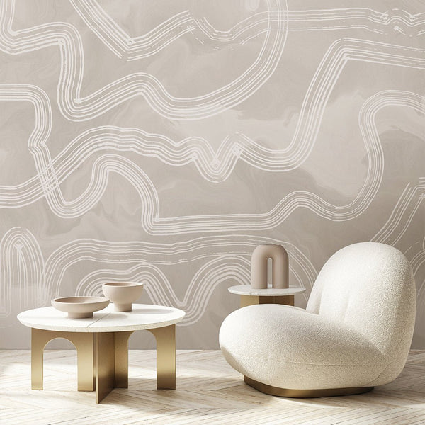 Beige Brush Lines Wall Mural AM009 - CostaCover - Peel and stick Removable Wallpaper - about walls - Abstract - Abstract Beige Gold Stripes Waves Removable Wallpaper near me