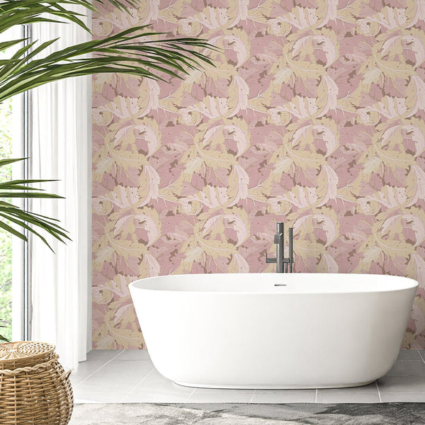Yellow & Pink Acanthus by Morris Wallpaper W121 - CostaCover - Peel and stick Removable Wallpaper - Abstract - abstract floral - abstract lines