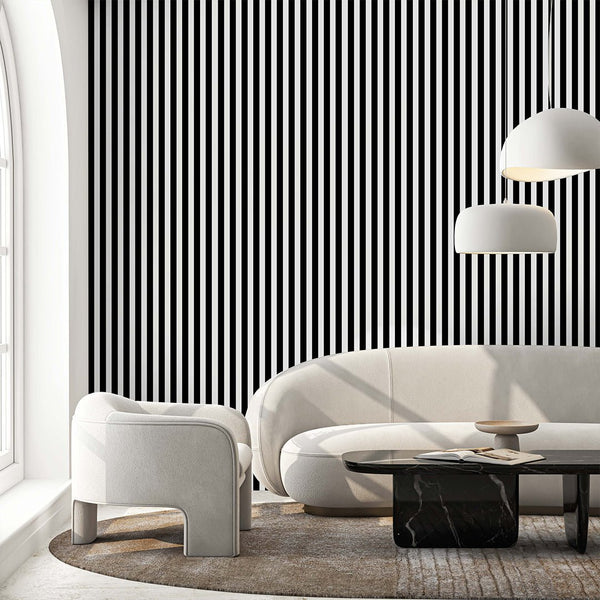Black & White Stripes Wallpaper S031 - CostaCover - Peel and stick Removable Wallpaper - abstract lines - abstract wall art - abstract wallpaper