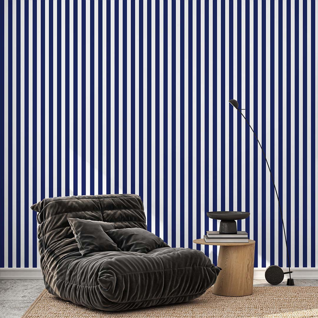 Dark Blue Stripe Wallpaper S019