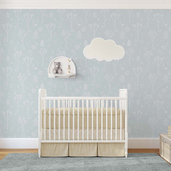 Blue White Tree Forest Wallpaper S047 - CostaCover - Peel and stick Removable Wallpaper - abstract forest - abstract lines - abstract wall art