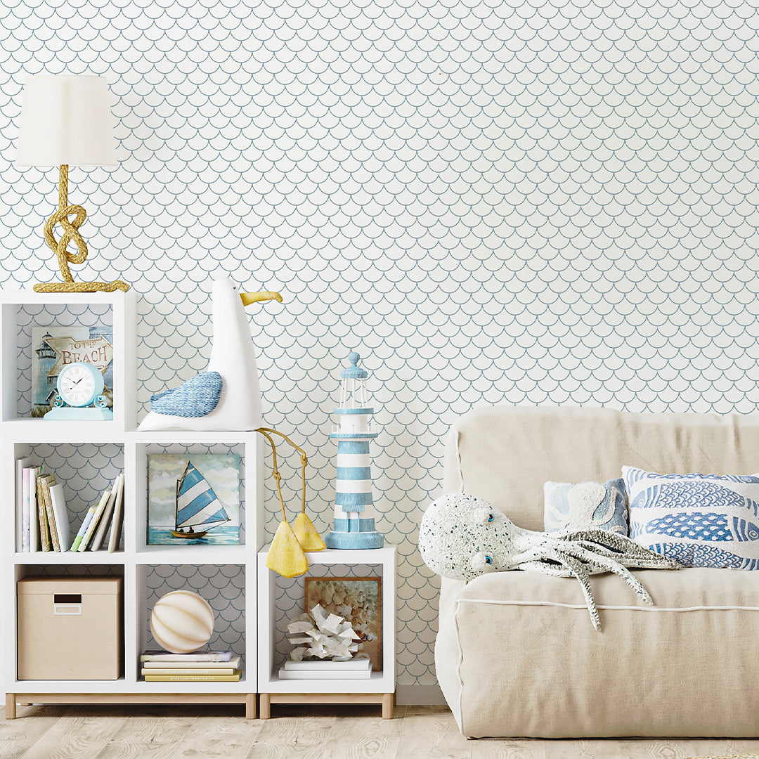 Blue Fish Scales Wallpaper S095
