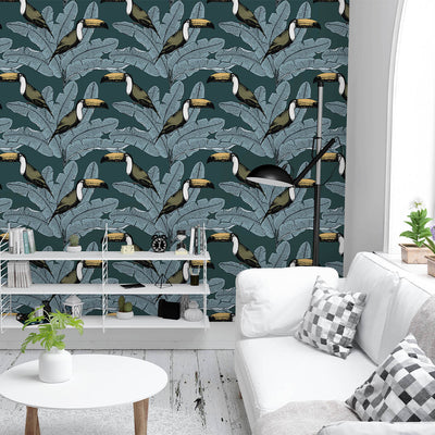 Toucan & Palm Leaves Wallpaper CC211