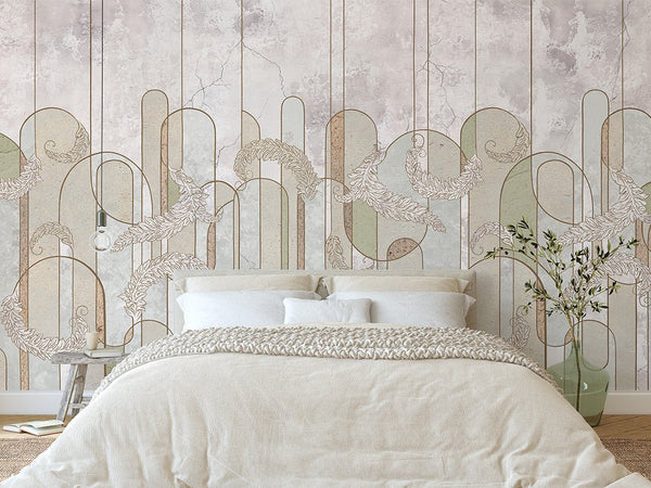 Pastel Green Concrete Wall Mural CCM140 - CostaCover - Peel and stick Removable Wallpaper - abstract wallpaper - accent wallpaper - adhesive wallpaper