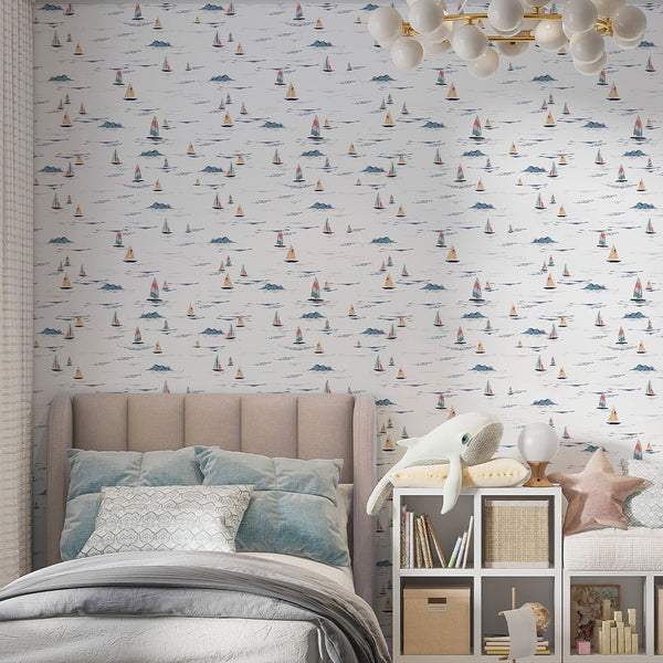 Tiny Colorful Sailboats Wallpaper A083 - CostaCover-Peel and stick Removable Wallpaper-Abstract-abstract wall art-abstract wallpaper
