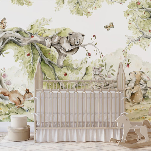 Fairy Forest & Animals Wall Mural WM051 - CostaCover - Peel and stick Removable Wallpaper - adhesive wallpaper - animal print - Animal print wallpaper