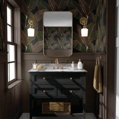 Dark Green Banana Leaves Wallpaper CC364