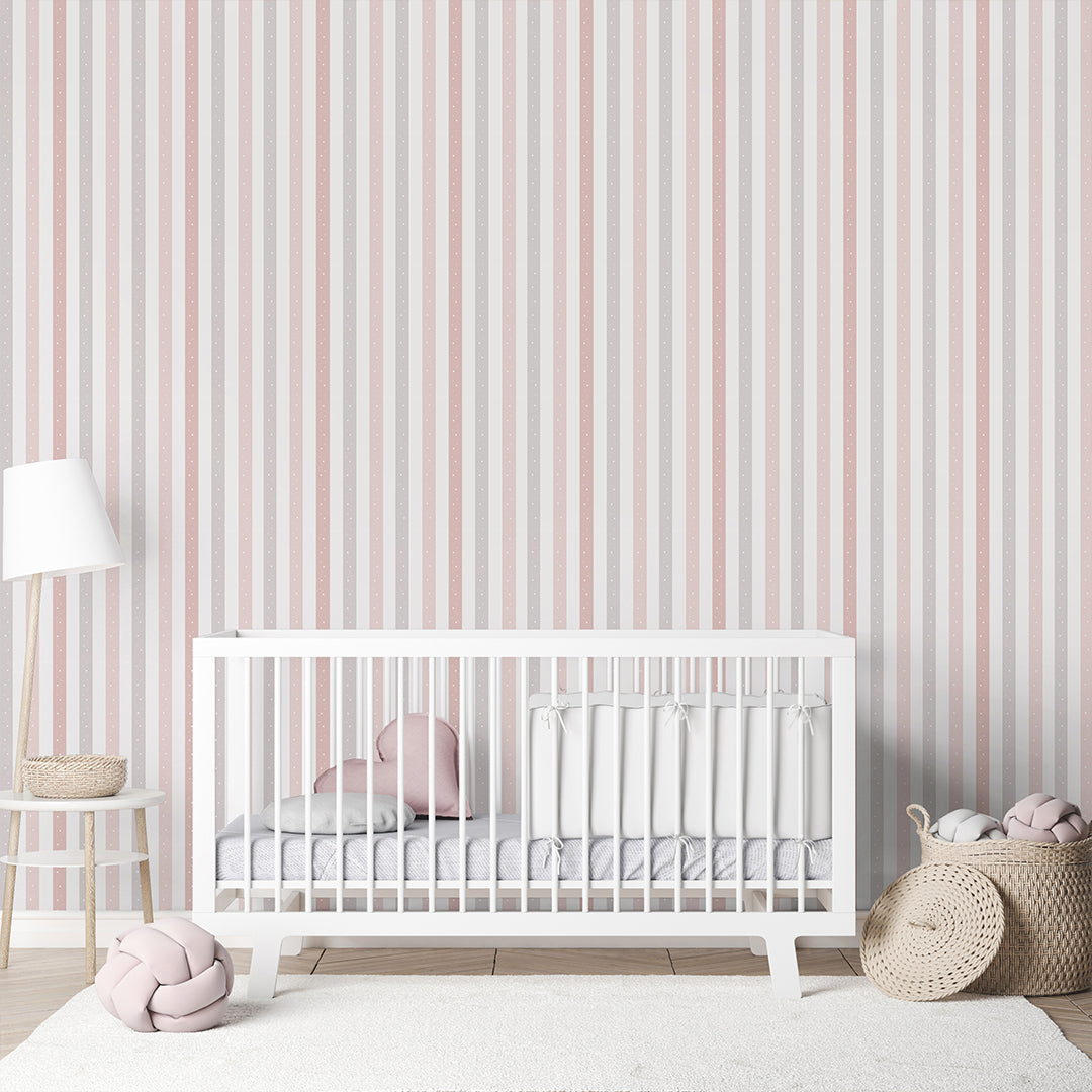 Pink Stripe Polka Dot Wallpaper A086