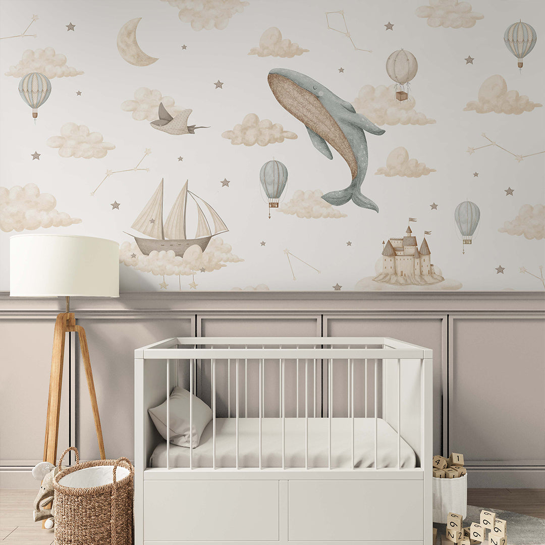 Whale Balloon Sky Cloud Wall Mural SM007