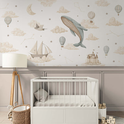 Whale Balloon Sky Cloud Wall Mural SM007