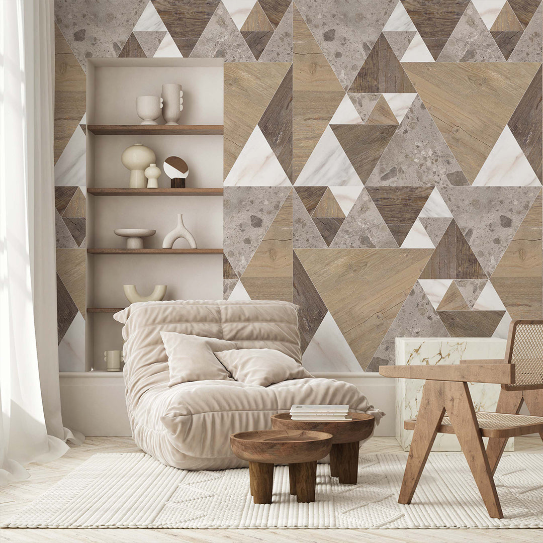 Marble and Wood Triangles Wall Mural AM102