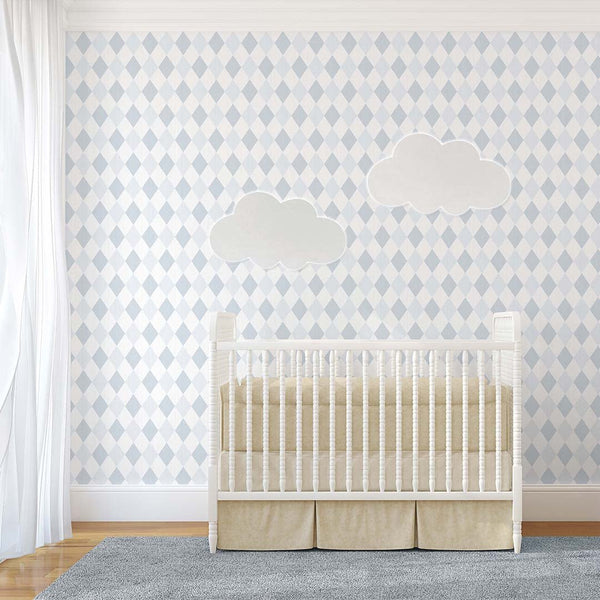 Two Color Blue Rhombus Wallpaper S020 - CostaCover - Peel and stick Removable Wallpaper - abstract wallpaper - accent wallpaper - adhesive wallpaper