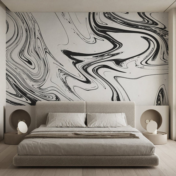 Black & White Marble Wall Mural AM054 - CostaCover - Peel and stick Removable Wallpaper - about walls - Abstract - abstract lines