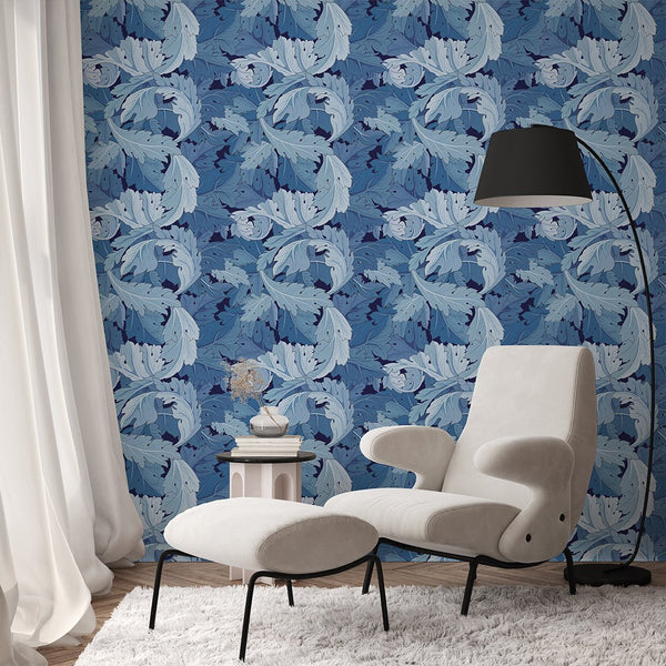 Blue Acanthus by Morris Wallpaper W122 - CostaCover - Peel and stick Removable Wallpaper - Abstract - abstract floral - abstract lines
