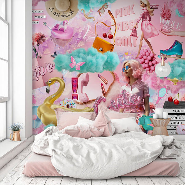 Pink Fashion Style Wall Mural CCM175 - CostaCover - Peel and stick Removable Wallpaper - Abstract - abstract floral - abstract lines