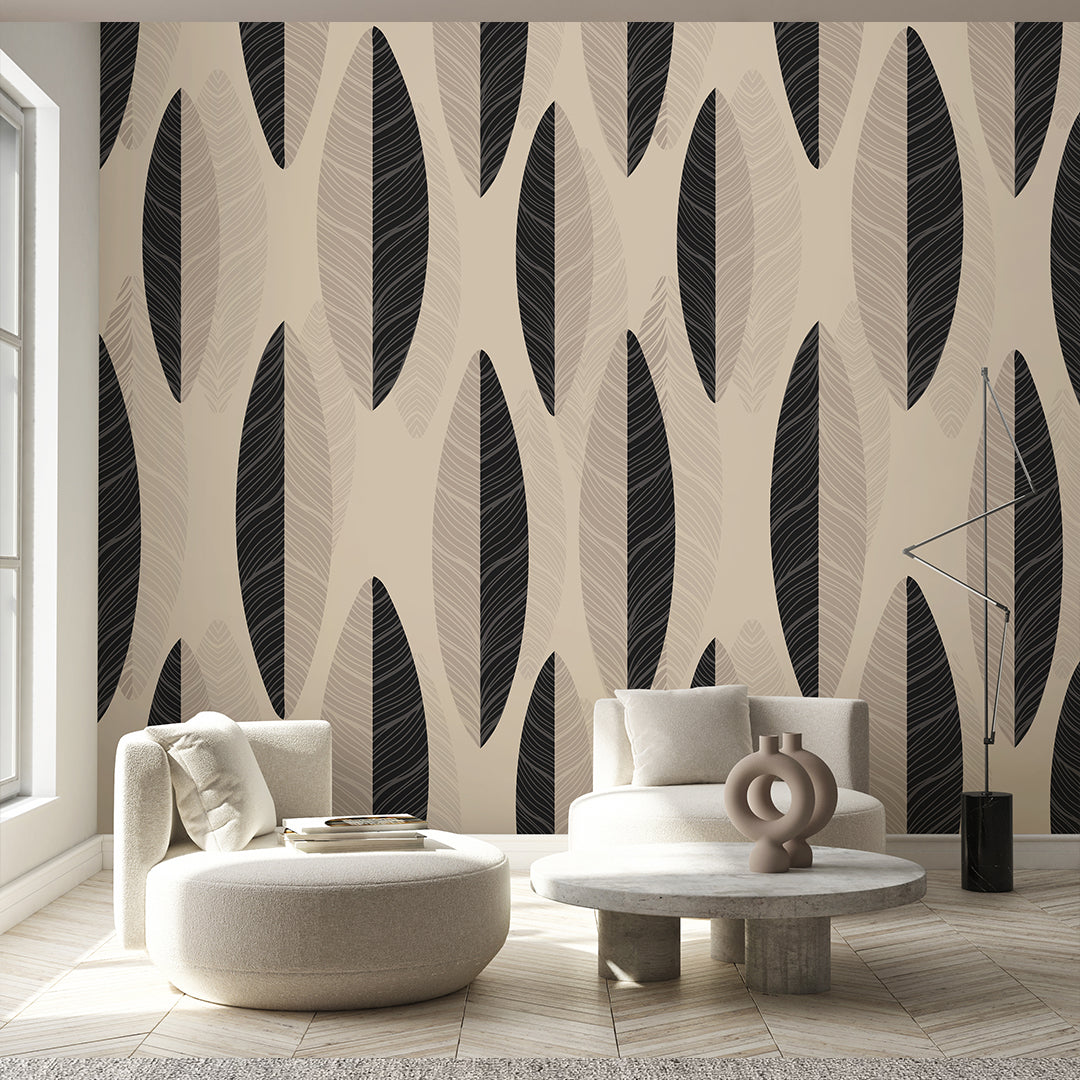 Beige Black Ethnic Wall Mural CCM206
