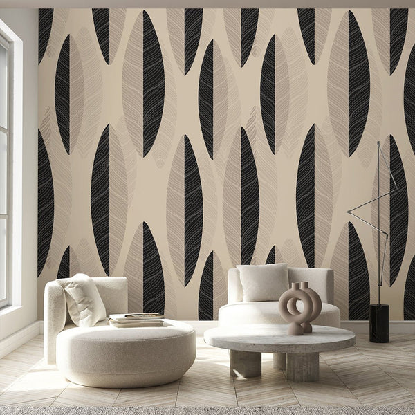 Beige Black Ethnic Wall Mural CCM206 - CostaCover - Peel and stick Removable Wallpaper - Abstract - abstract paint - abstract wall art