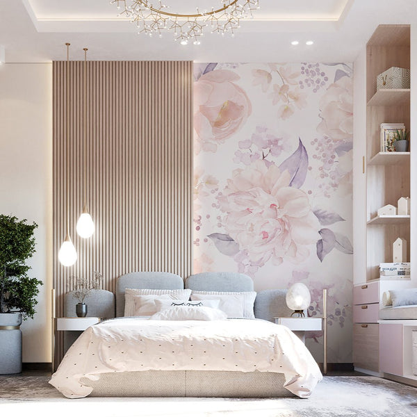 Pastel Flowers Bouquet Wall Mural SM025 - CostaCover - Peel and stick Removable Wallpaper - accent wallpaper - adhesive wallpaper - baby bedroom