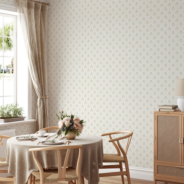 Neutral Floral Damask Wallpaper L070