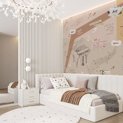 Beige Music Collage Wall Mural SM105