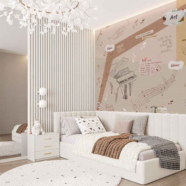 Beige Music Collage Wall Mural SM105