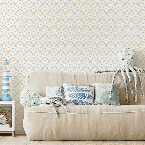 Sand Colored Fish Scales Wallpaper S097 - CostaCover - Peel and stick Removable Wallpaper - Abstract - abstract lines - abstract mural