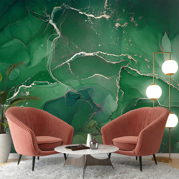 Green Watercolor Ink Wall Mural CCM026 - CostaCover - Peel and stick Removable Wallpaper - accent wallpaper - adhesive wallpaper - bedroom interior