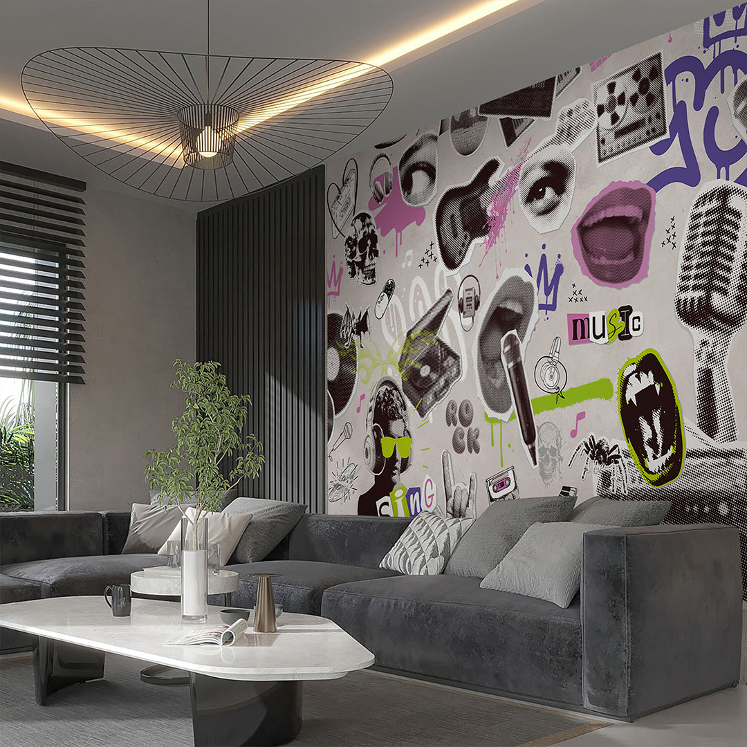 Rock Music Collage Wall Mural SM106