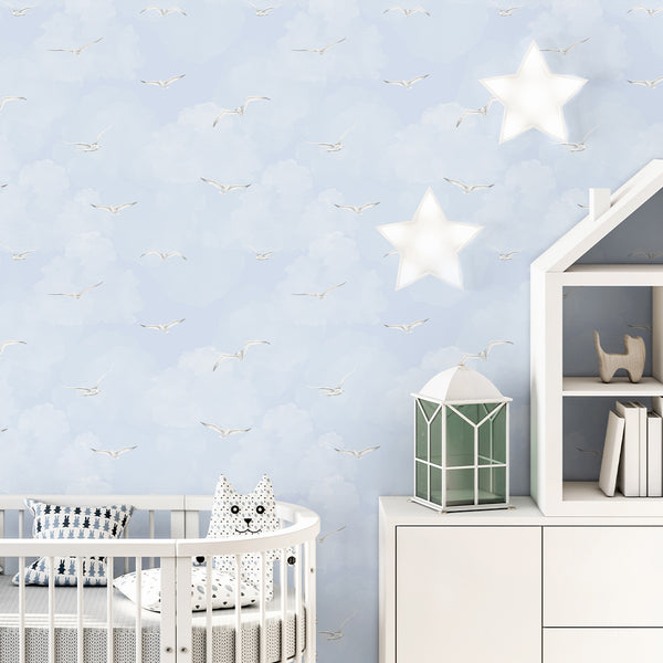 Blue Sky & Seagulls Wallpaper A108