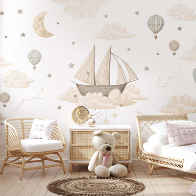 Ship Moon Cloud Star Wall Mural SM008