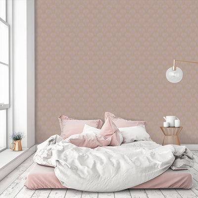 Rose Pink Gold Effect Art Deco Wallpaper CC324