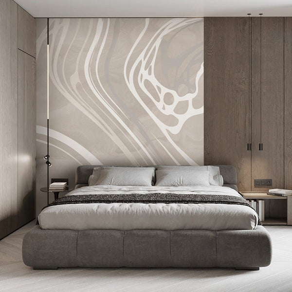 Beige & White Water Ripples Wall Mural AM011 - CostaCover - Peel and stick Removable Wallpaper - about walls - Abstract - abstract arches