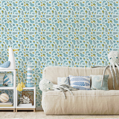Turquoise Beach Pattern Wallpaper S104